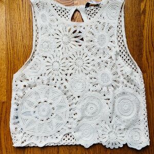 Mango Crochet Lace Top - Cream